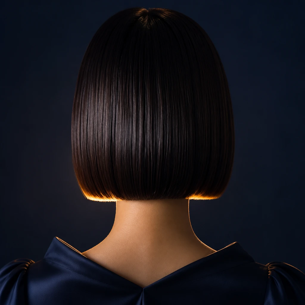 Fresh blunt bob haircut photographed from behind